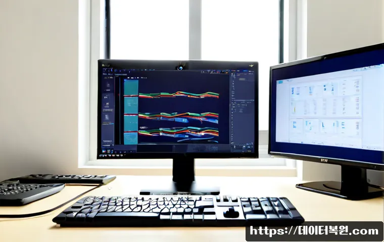 설문동 STATUS_RESOURCE_NOT_OWNED - Photorealistic remote-support workstation in a quiet Seolmun-dong apartment, dual monitors showing a...