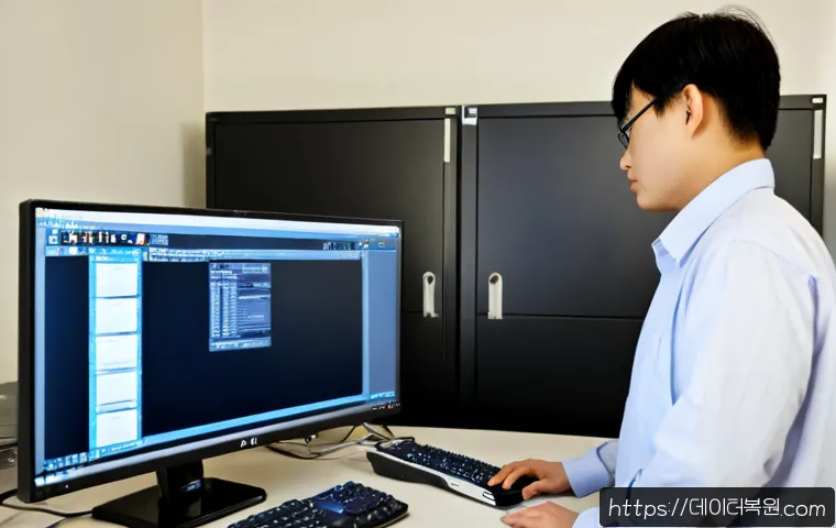 노고산동 STATUS_KERNEL_MODULE_NOT_FOUND - Photorealistic IT support workstation in a compact Nogosan-dong office near a university district, d...