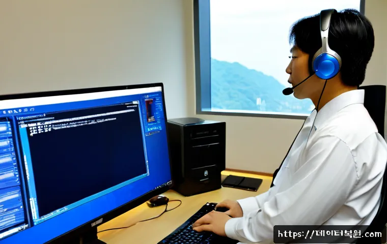송천동 KERNEL_STACK_INPAGE_ERROR - Photorealistic remote IT support workstation in a modern Songcheon-dong apartment office, desktop mo...