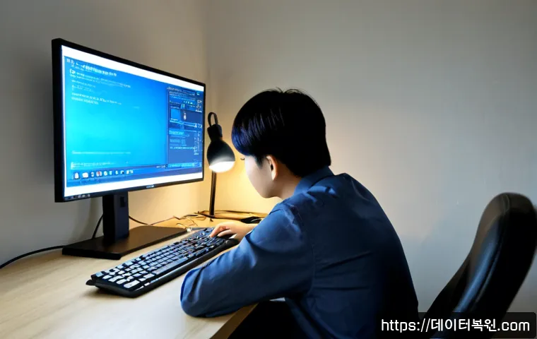 월곡동 DPC_WATCHDOG_VIOLATION - Photorealistic remote-support workstation in Wolgok-dong, a frustrated designer studying a dual-moni...