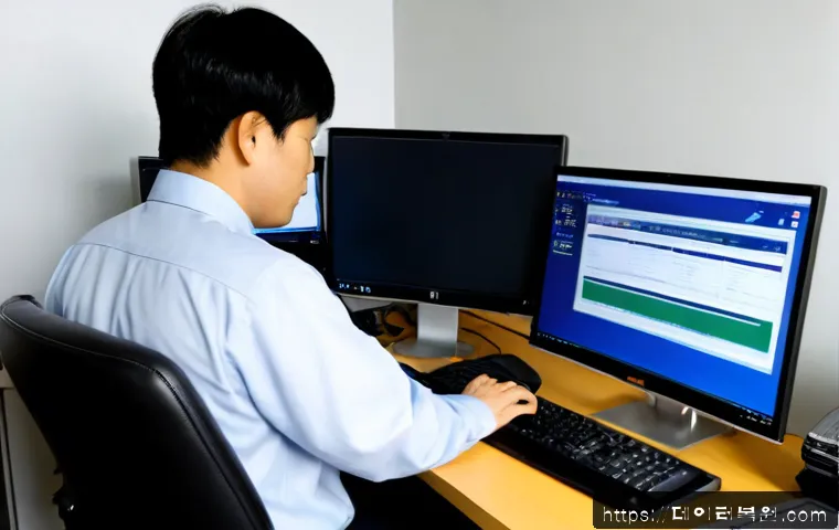 중화동 STATUS_KERNEL_MODULE_ACCESS_DENIED - Photorealistic IT support workstation in a compact residential office near a Seoul rail corridor, te...