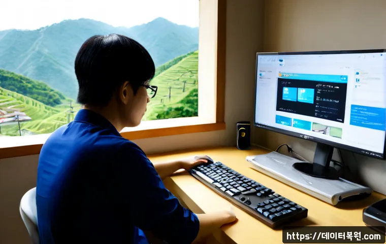 상도동 윈도우7 windows7 재설치 포맷 초기화 - Photorealistic remote-support workstation in a compact Sangdo-dong apartment, technician reinstallin...