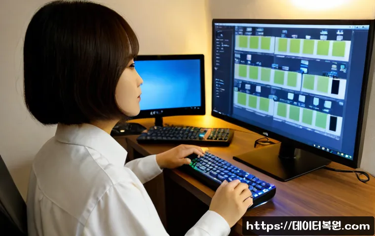 난향동 STATUS_DISK_NOT_INITIALIZED - Photorealistic remote support workstation in a compact hillside apartment, IT technician examining a...