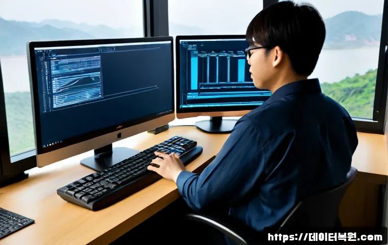 현석동 STATUS_KERNEL_BOOT_DRIVE_ERROR - Photorealistic IT support workstation in a compact hillside apartment office, dual monitors showing ...