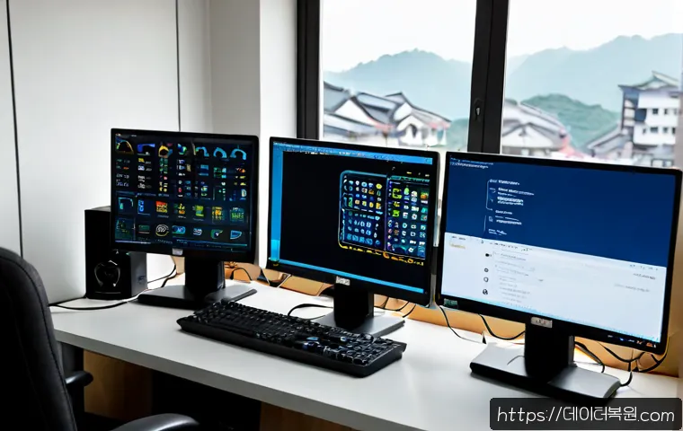 은평구 STATUS_KERNEL_NETWORK_ERROR - Photorealistic IT support workstation in a quiet Eunpyeong residential office, dual monitors showing...