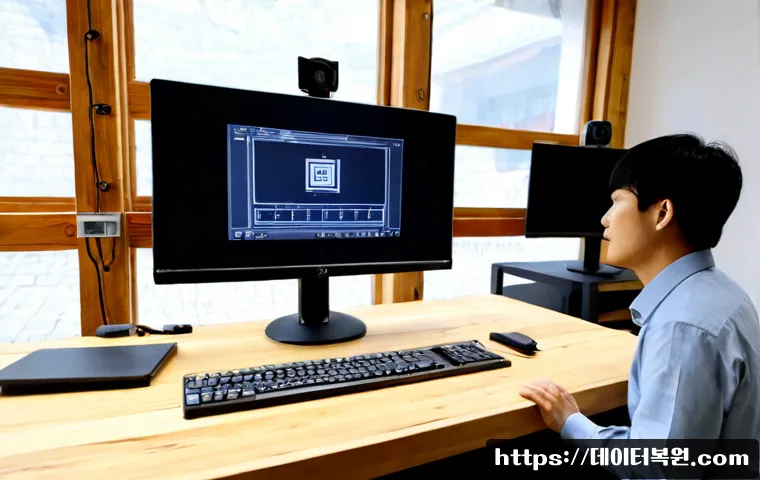 사간동 STATUS_INVALID_LOCK_SEQUENCE - Photorealistic product design workstation inside a renovated Sagan-dong hanok studio, dual monitors ...