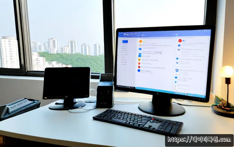 거여동 STATUS_INVALID_PAGE - Photorealistic remote-support workstation in a compact Geoyeo-dong apartment office, dual monitors s...