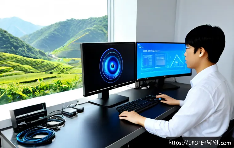 자곡동 STATUS_KERNEL_CONFIGURATION_ERROR - Photorealistic IT support workstation in a modern office near a quiet residential-tech district, dua...