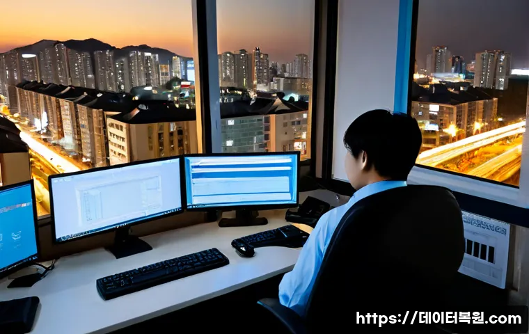 화정동 STATUS_KERNEL_THREAD_INTERRUPTED - Photorealistic remote IT support workstation in a compact Hwajeong-dong apartment office, dual monit...