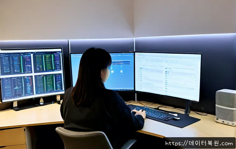 온수동 STATUS_SYSTEM_PROCESS_TERMINATED - Photorealistic remote-support workstation in a compact southwestern Seoul apartment office, dual mon...