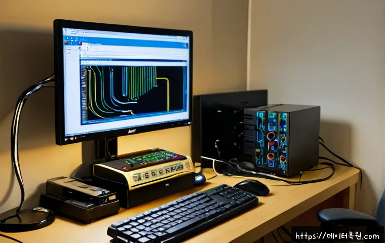 궁동 STATUS_INVALID_DEVICE_REQUEST - Photorealistic IT support workstation in a compact apartment near a university district, desktop mon...