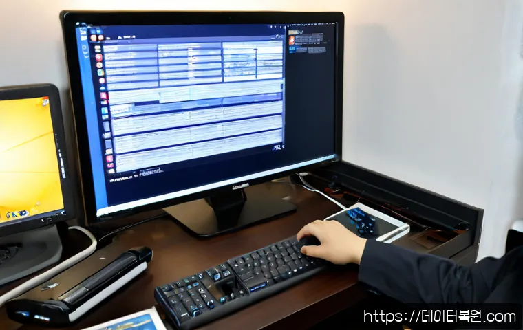 창천동 all boot options are tried - Photorealistic remote-support workstation in Changcheon-dong, Seoul, an IT specialist examining a de...