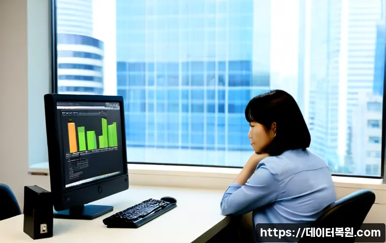 소공동 STATUS_FILE_WRITE_FAILURE - Photorealistic IT support workstation in a polished downtown office, worried technician viewing a fi...