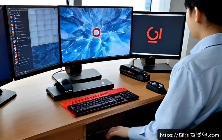 행주동 STATUS_CONTROL_C_EXIT - Photorealistic remote IT support workstation in a quiet riverside office near Haengju, dual monitors...