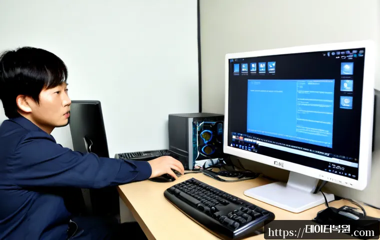 서계동 BAD_POOL_CALLER - Photorealistic IT support workstation in a compact Seogye-dong office near an old railway neighborho...