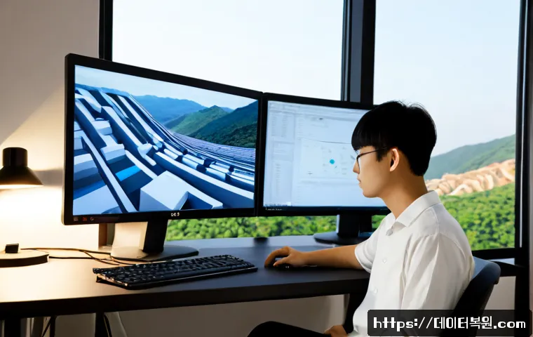 현석동 STATUS_FLOAT_INVALID_OPERATION - Photorealistic software engineer at a dual-monitor workstation in a compact Hyeonseok-dong apartment...