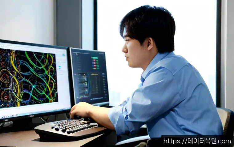 내수동 STATUS_KERNEL_DRIVER_CORRUPTION - Photorealistic IT technician in a compact Naesu-dong office workspace, diagnosing a desktop tower wi...