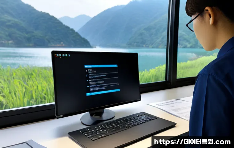 청평면 STATUS_SYSTEM_FILE_MISSING - Photorealistic IT support workstation in Cheongpyeong-myeon, dual monitors showing a clean text-free...