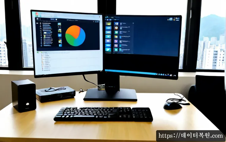 삼송동 bootdevice - Photorealistic IT support workstation in a modern Samsong-dong apartment office, technician connecti...