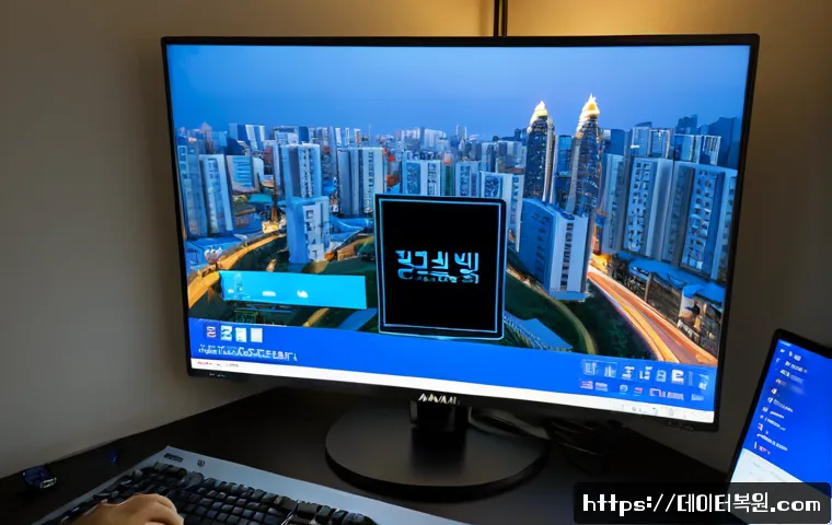 안암동 KERNEL_STACK_INPAGE_ERROR - Photorealistic remote-support workstation in a compact Anam-dong apartment office, desktop monitor s...