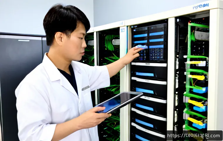공덕동 server출장방문수리점 - Photorealistic IT technician performing on-site server repair in a compact Gongdeok-dong office, ope...