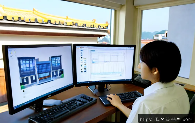 문봉동 STATUS_IMAGE_INVALID - Photorealistic remote-support workstation in a compact neighborhood office, dual monitors displaying...
