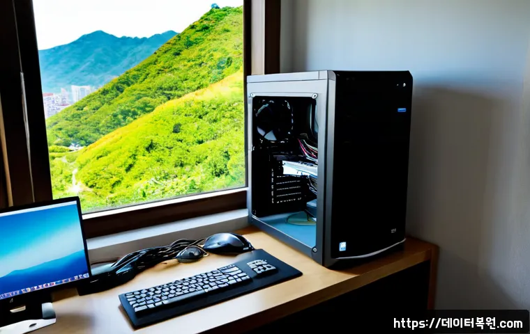 마천동 linux재설치 포맷 초기화 - Photorealistic computer repair workstation in a modest Machon-dong apartment study, technician reins...