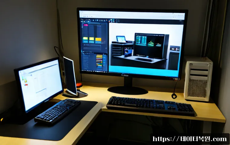도봉동 all boot options are tried - Photorealistic IT support workstation in a compact Dobong-dong office, desktop tower opened beside a...