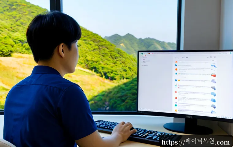 산천동 VENDOR_DEFINED_ERROR - Photorealistic remote-support workstation in a compact Korean apartment office, dual monitors showin...