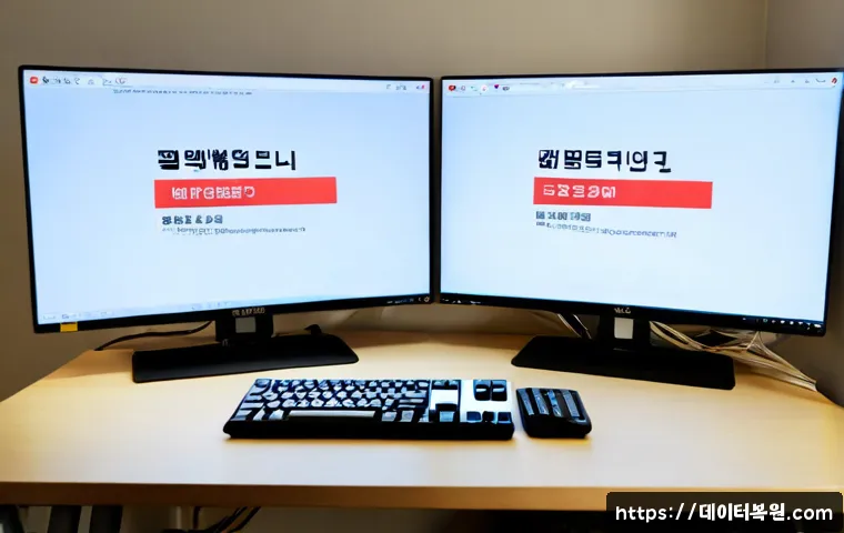 망우동 STATUS_PAGEFILE_MISSING - Photorealistic remote-support workstation in a compact Mangwoo-dong apartment office, dual monitors ...