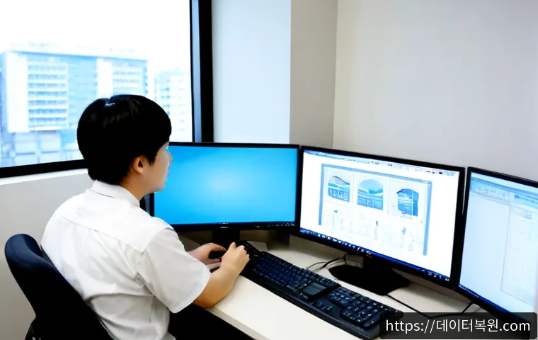 온수동 CRITICAL_PROCESS_DIED - Photorealistic remote IT support workstation in a compact Onsu-dong office, dual monitors showing a ...