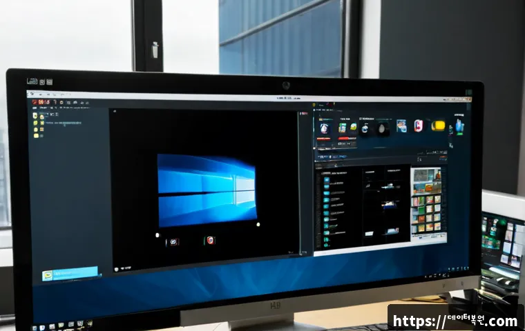 일직동 BOOTMGR is missing - Photorealistic IT support workstation in a modern Gwangmyeong office, desktop monitor halted on a da...