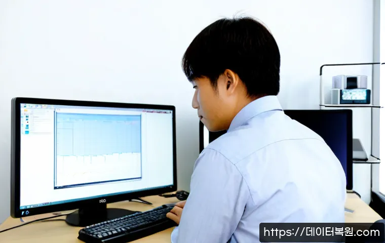 덕이동 STATUS_MEMORY_OVERFLOW - Photorealistic remote-support workstation in Deogi-dong, Ilsan, dual monitors showing a dense unbran...