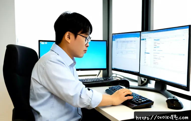 초월읍 STATUS_FILE_WRITE_FAILURE - Photorealistic remote-support workstation in a quiet suburban Korean office near Gwangju, dual monit...