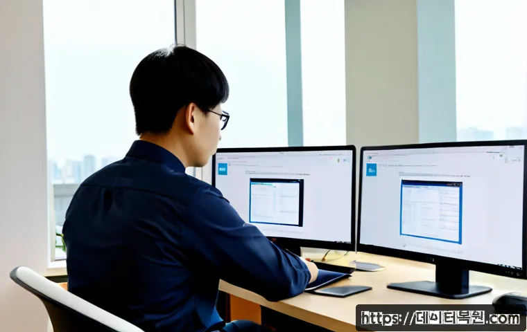 자곡동 STATUS_STACK_UNDERFLOW - Photorealistic IT support workstation in a modern apartment office near a quiet Seoul residential gr...