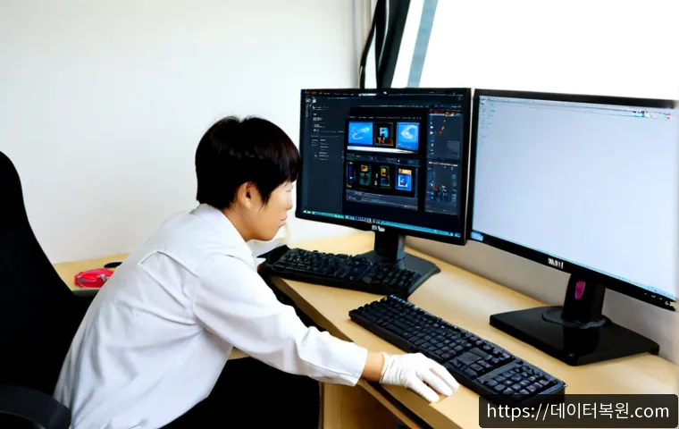 논현동 RAM조립 및 교체수리 - Photorealistic PC repair workstation in a compact Nonhyeon-dong office studio, technician wearing an...