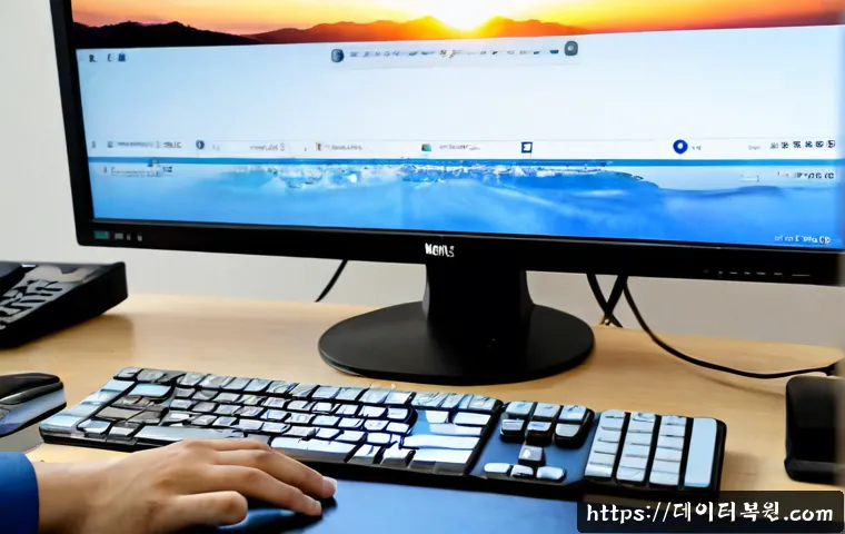 면목동 Press Ctrl Alt Del to restart - Photorealistic remote IT support workstation in a compact Myeonmok-dong apartment office, desktop mo...