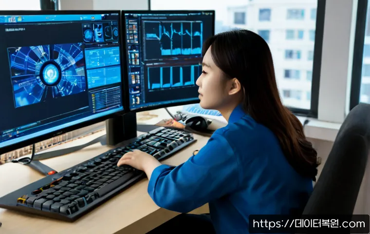 풍납동 STATUS_KERNEL_HEAP_CORRUPTION - Photorealistic IT support workstation in a quiet Pungnap-dong apartment office, dual monitors showin...