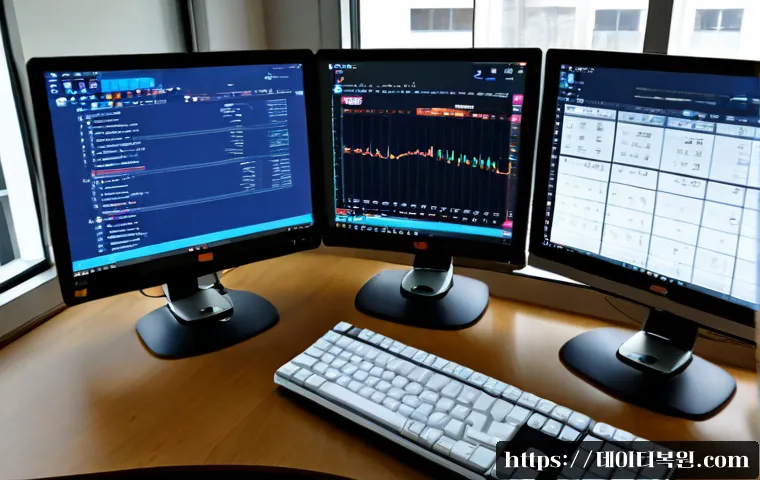 독산동 STATUS_FLOAT_INEXACT_RESULT - Photorealistic software engineer workstation in a compact Doksan-dong office, dual monitors displayi...