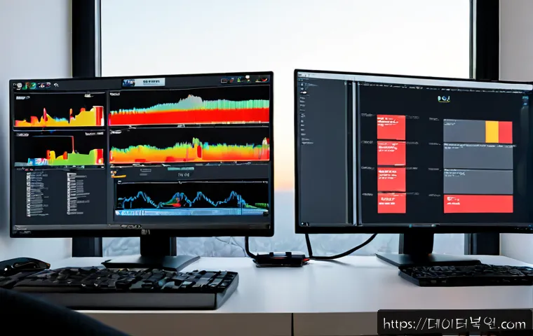 난곡동 STATUS_STACK_BUFFER_OVERRUN - Photorealistic remote-support workstation in a compact hillside neighborhood office, dual monitors s...