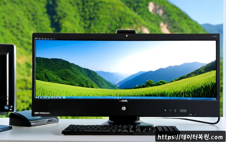 가평읍 ubuntu재설치 포맷 초기화 - Photorealistic IT support workstation in Gapyeong-eup, desktop tower connected to a widescreen monit...