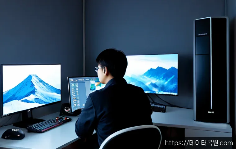 강북구 부팅안됨 - Photorealistic remote-support workstation in a compact Gangbuk-gu apartment office, desktop monitor ...