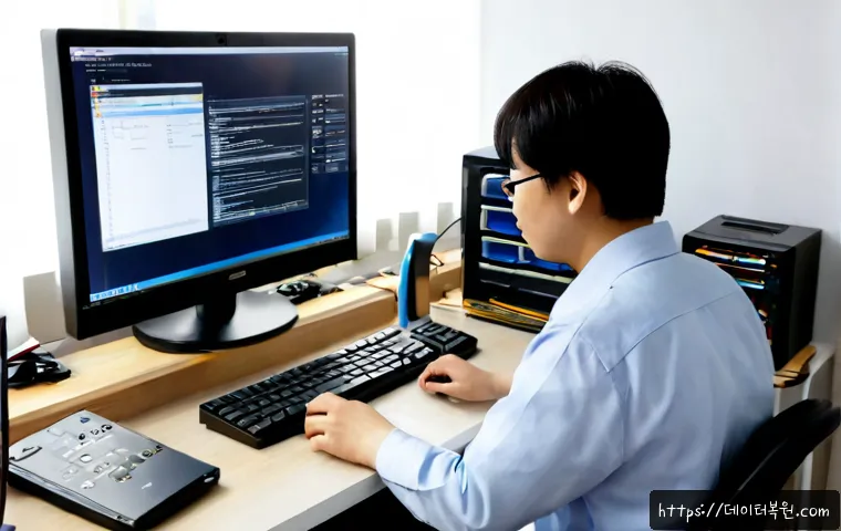 고척동 NTLDR is compressed - Photorealistic IT support workstation in a compact urban apartment near a Korean neighborhood market...