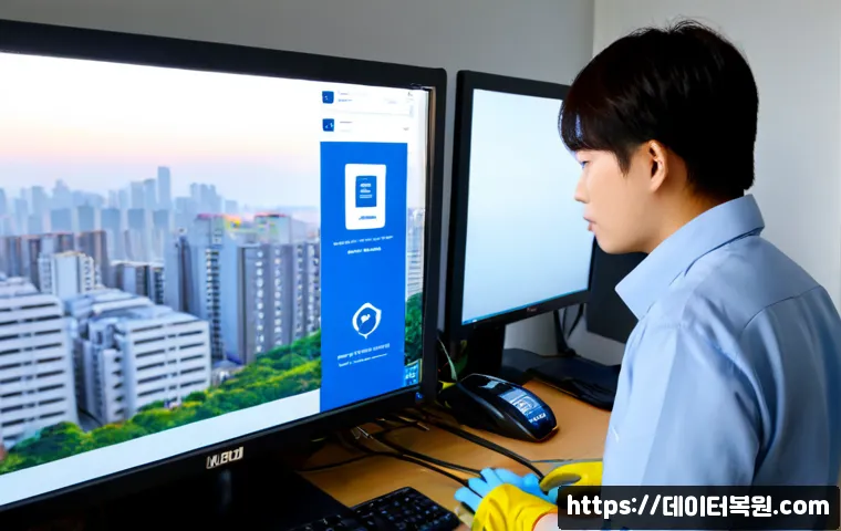 전농동 INACCESSIBLE_BOOT_DEVICE - Photorealistic IT support workstation in a compact Jeonnong-dong apartment office, desktop tower ope...
