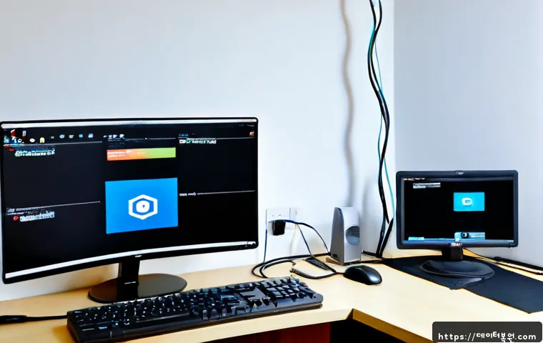 후암동 Press Ctrl Alt Del to restart - Photorealistic remote-support workstation in a compact hillside apartment near Huam-dong, desktop mo...