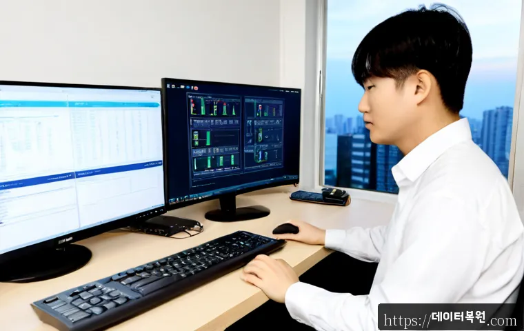 암사동 STATUS_KERNEL_MODULE_ACCESS_DENIED - Photorealistic remote IT support workstation in a quiet Amsa-dong apartment office, dual monitors sh...