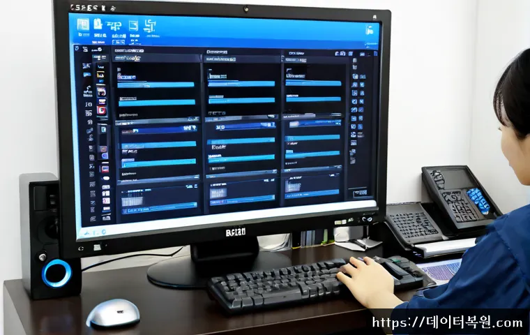 흥도동 STATUS_MEMORY_VIOLATION - Photorealistic remote-support workstation in a compact Hongdo-dong apartment office, desktop monitor...