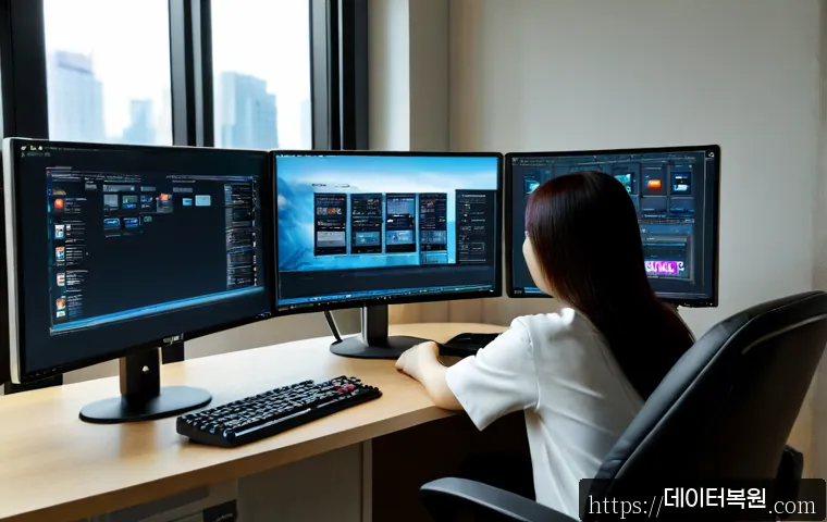 소공동 부팅불가 - Photorealistic IT support workstation in a compact central Seoul office, a desktop tower stopped at ...