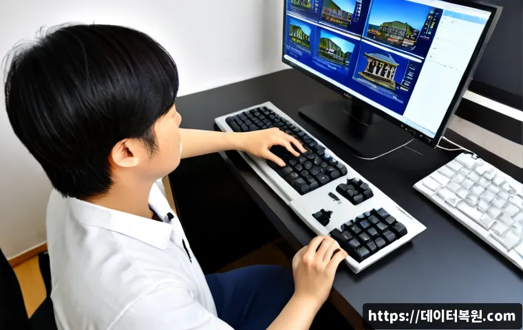 고양동 RAM조립 및 교체수리 - Photorealistic computer repair workstation in Goyang-dong, technician carefully installing two new R...