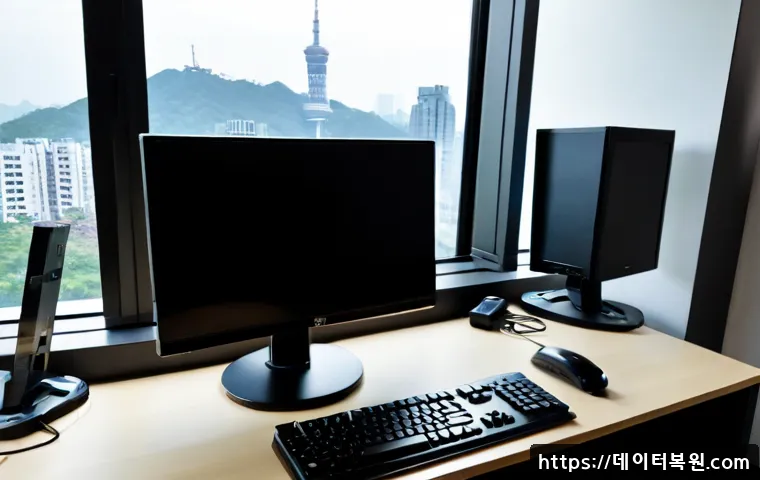 시흥동 STATUS_IMAGE_CHECKSUM_MISMATCH - Photorealistic remote-support workstation in a Siheung-dong apartment office, dual monitors showing ...
